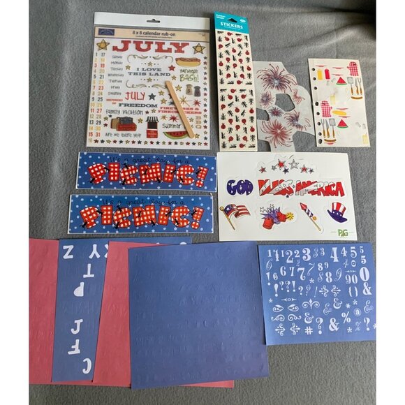 July & Patriotic Themed Sticker & Rub-On Set For Scrapbooking - Picture 12 of 12